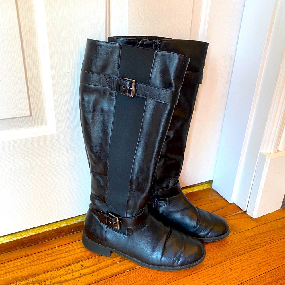 Black Riding Boots Wide Calf 10M